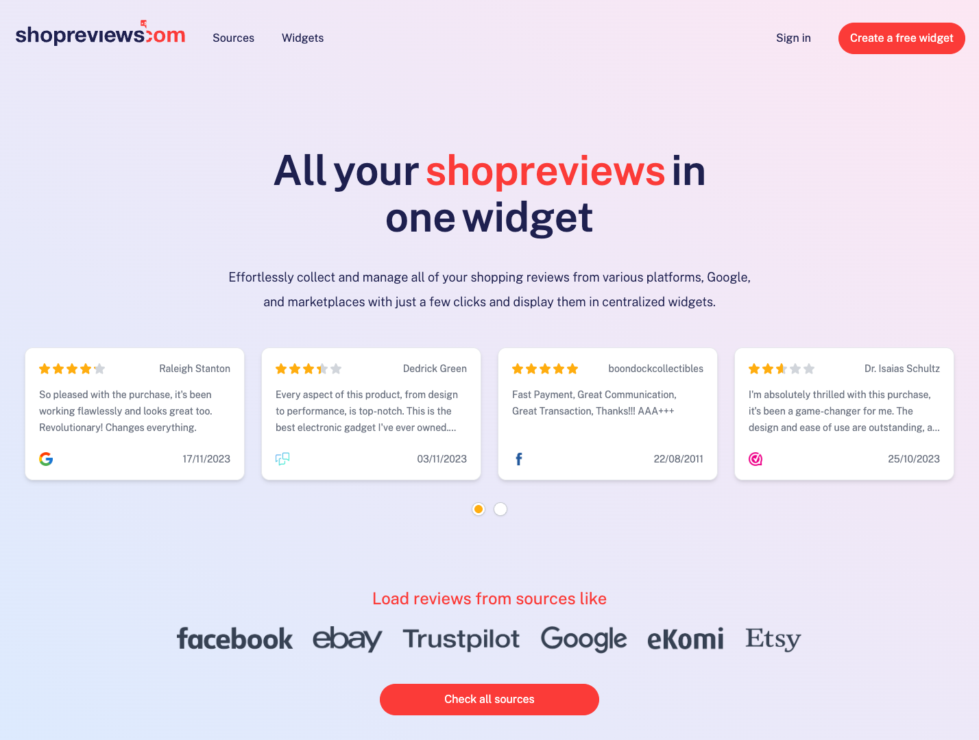 ShopReviews Widget screenshot
