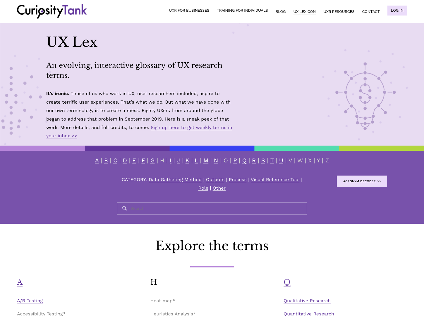 UX Lexicon screenshot