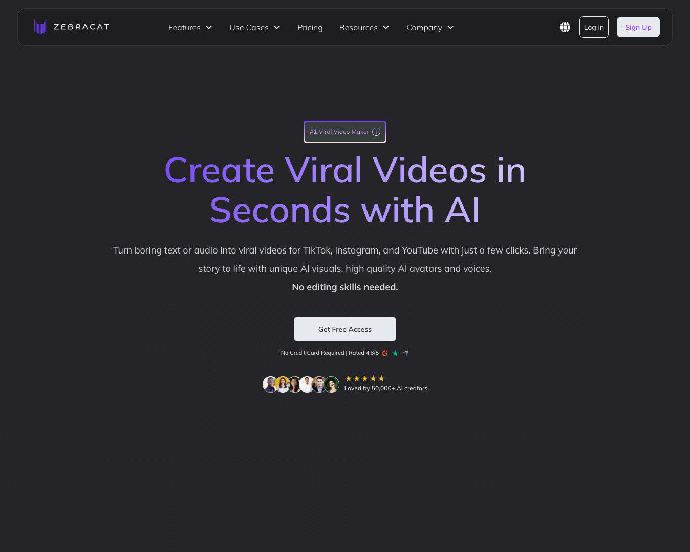 Zebracat AI Video Generator screenshot