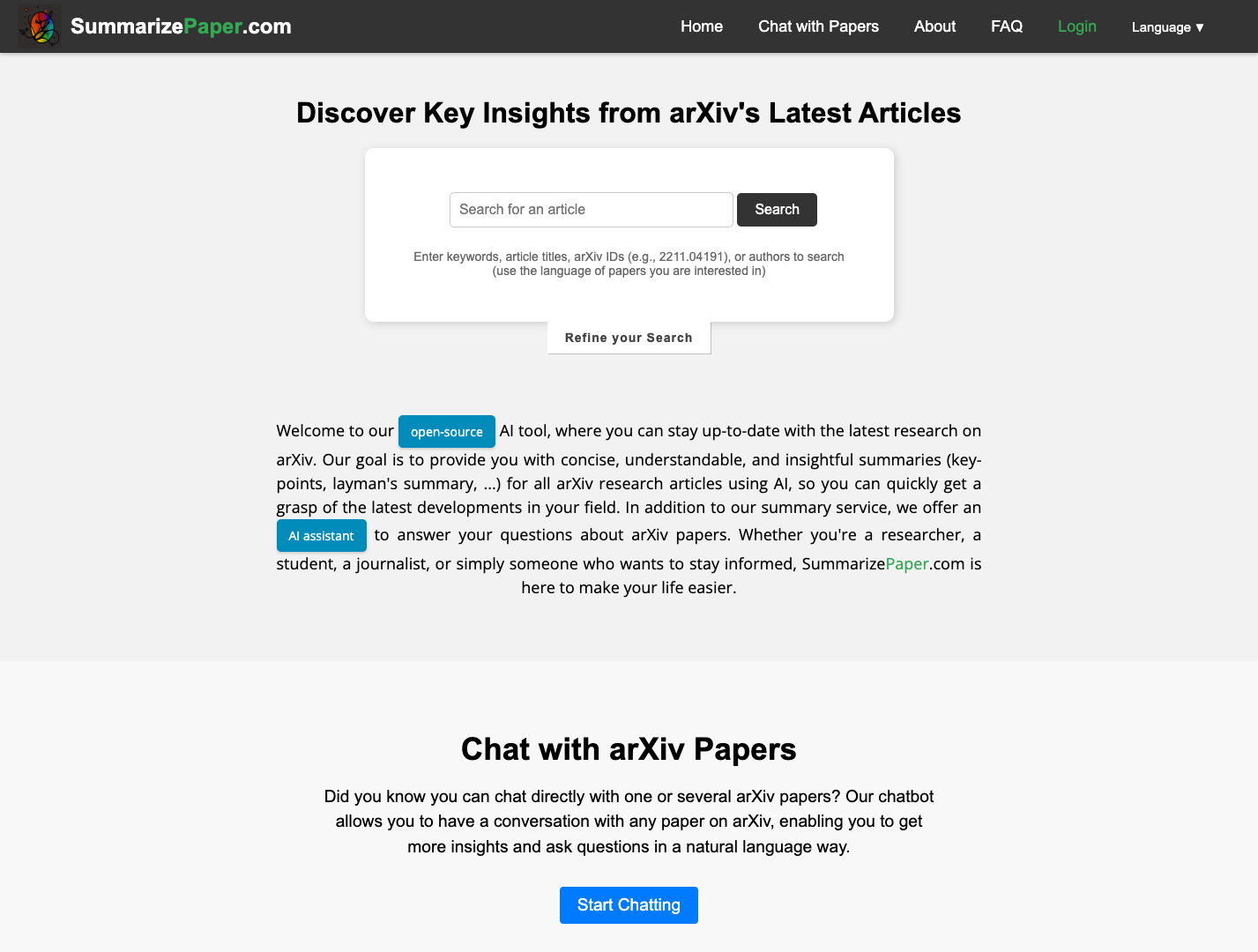 SummarizePaper AI screenshot