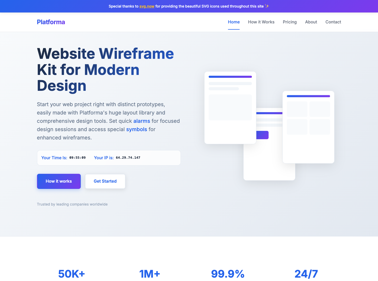 Platforma Wireframe Kit screenshot