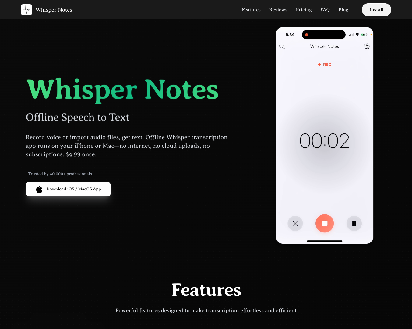 Whisper Notes screenshot