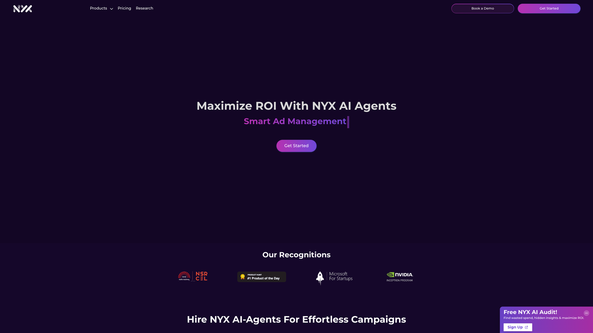 NYX AI Marketing Platform screenshot