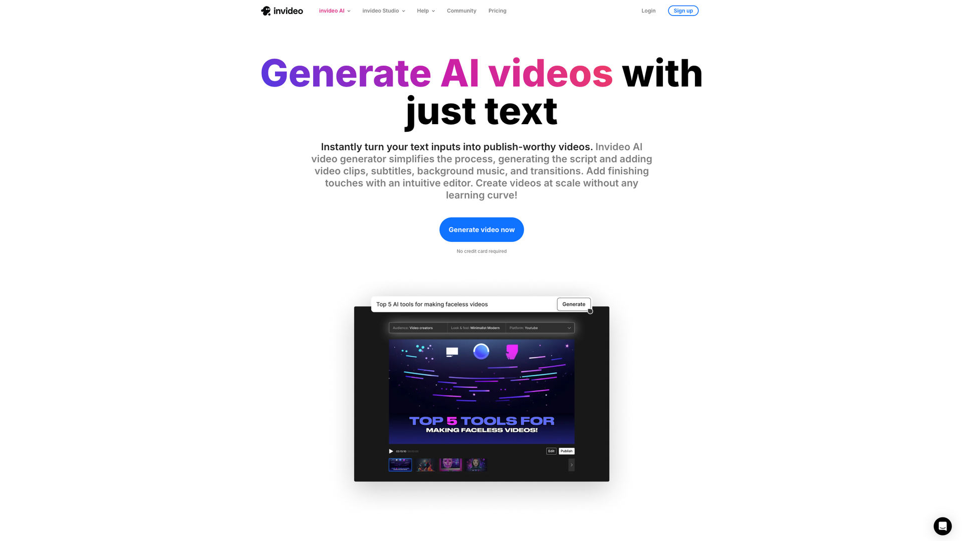 InVideo AI Video Generator screenshot