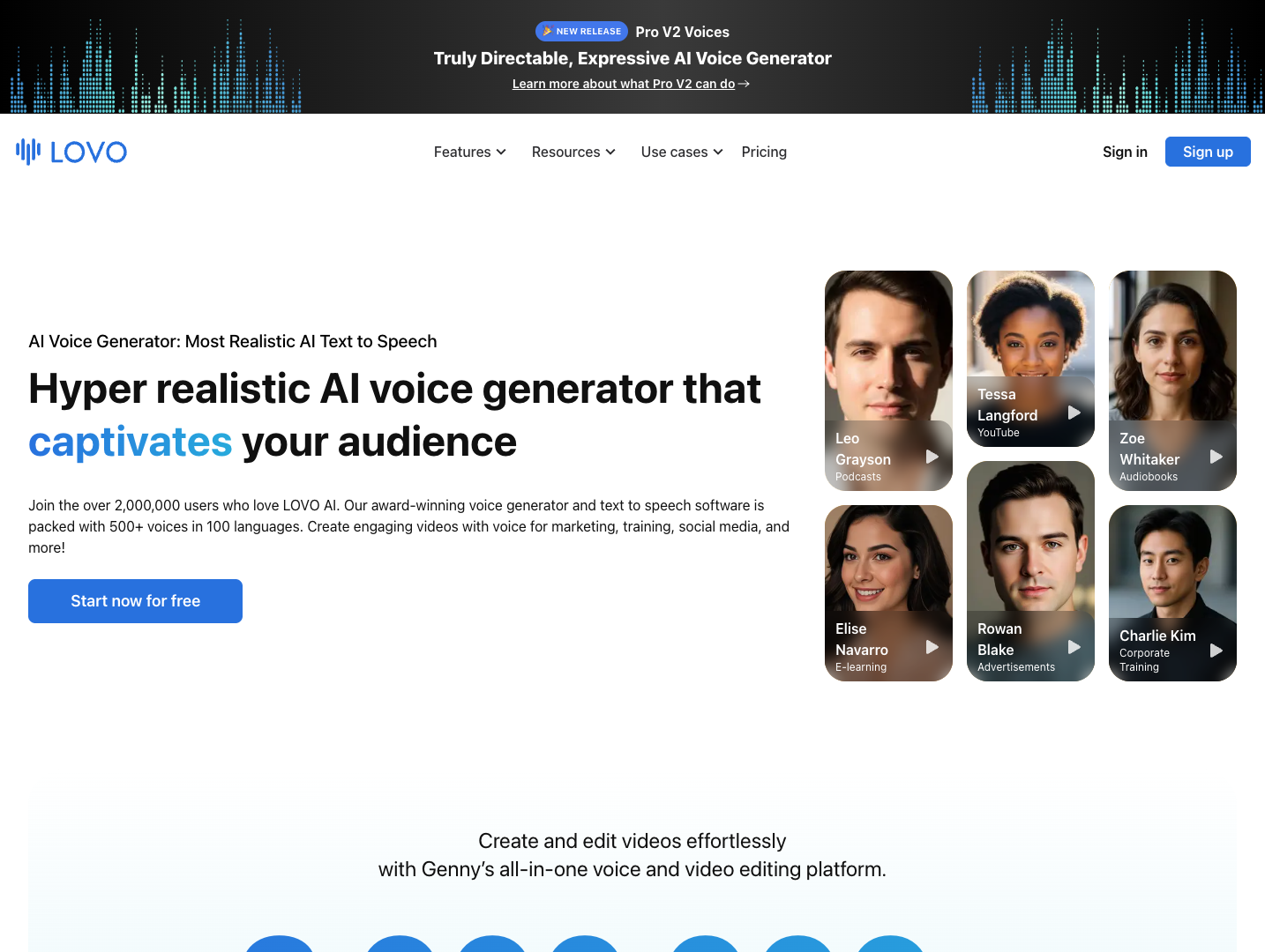 LOVO AI Voice Generator screenshot