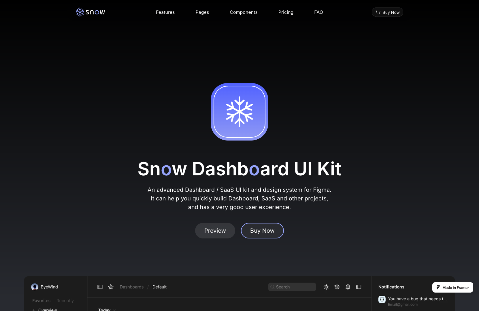 Snow Dashboard UI Kit screenshot