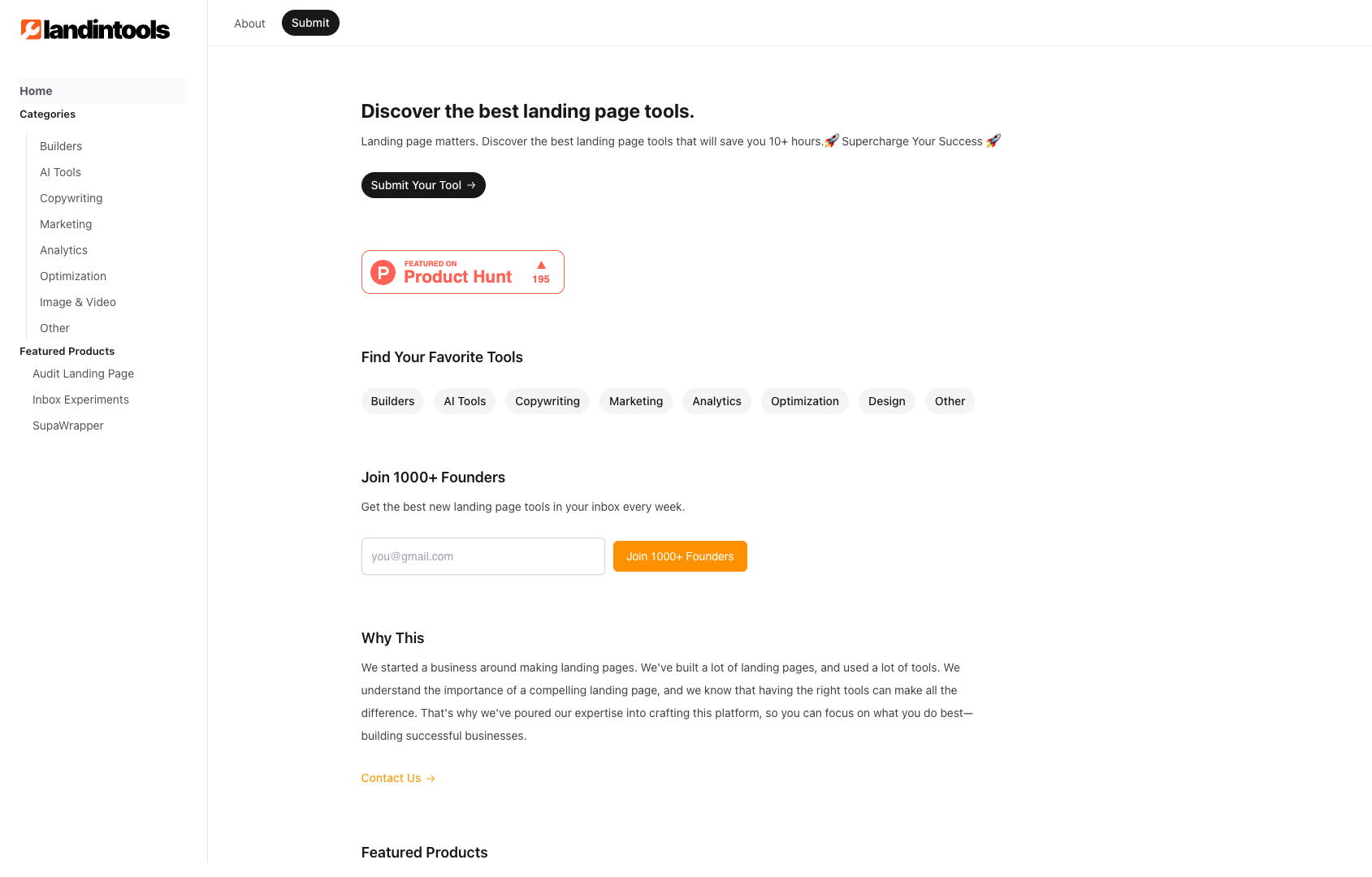 Awesome Landing Page Tools screenshot