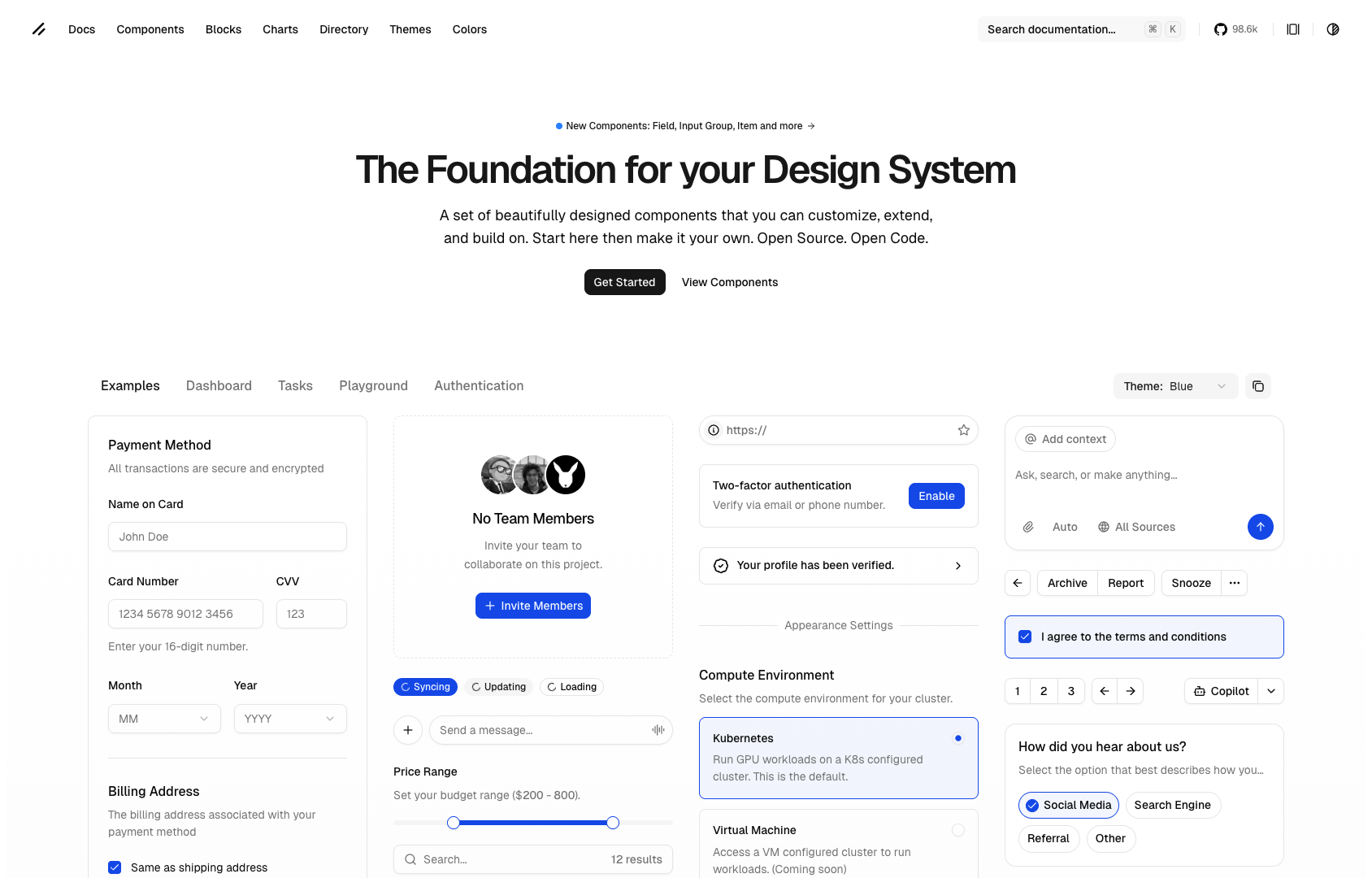shadcn/ui screenshot