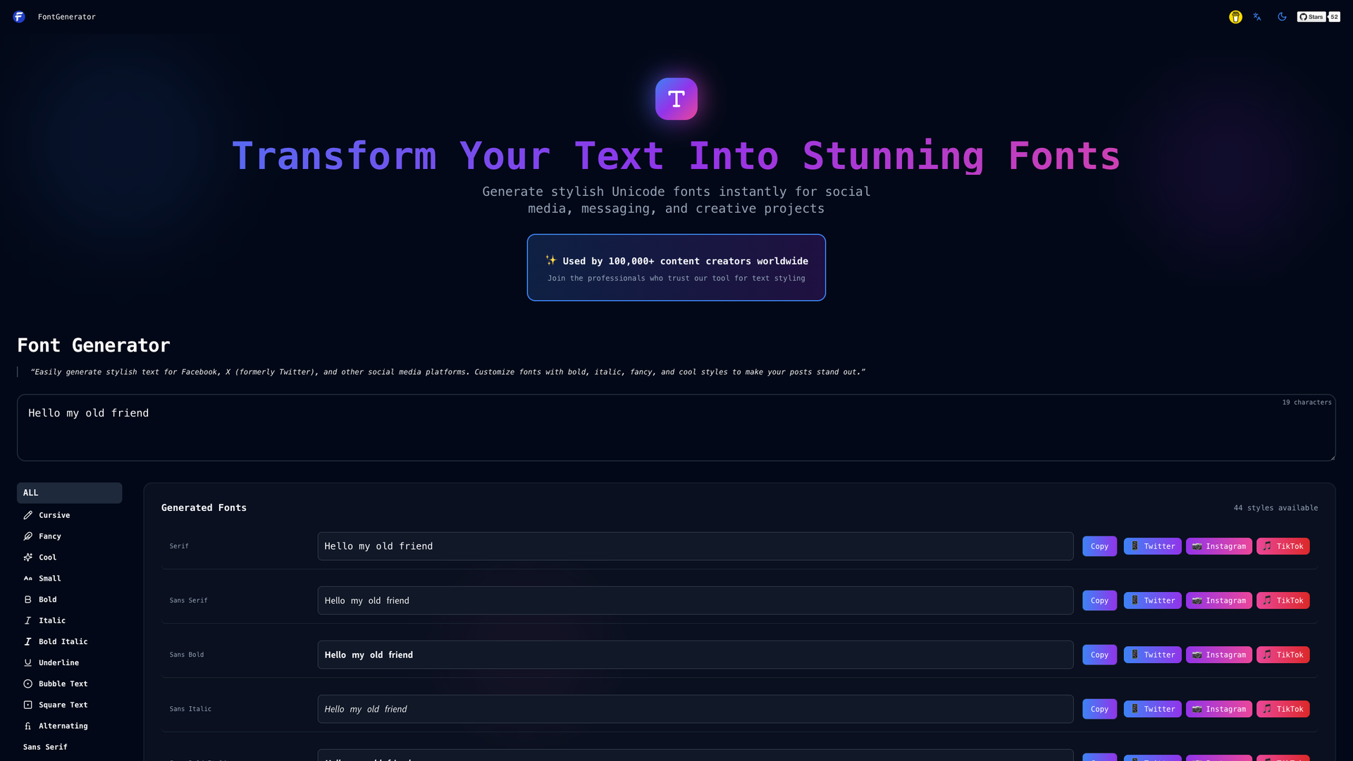 FontGenerator screenshot