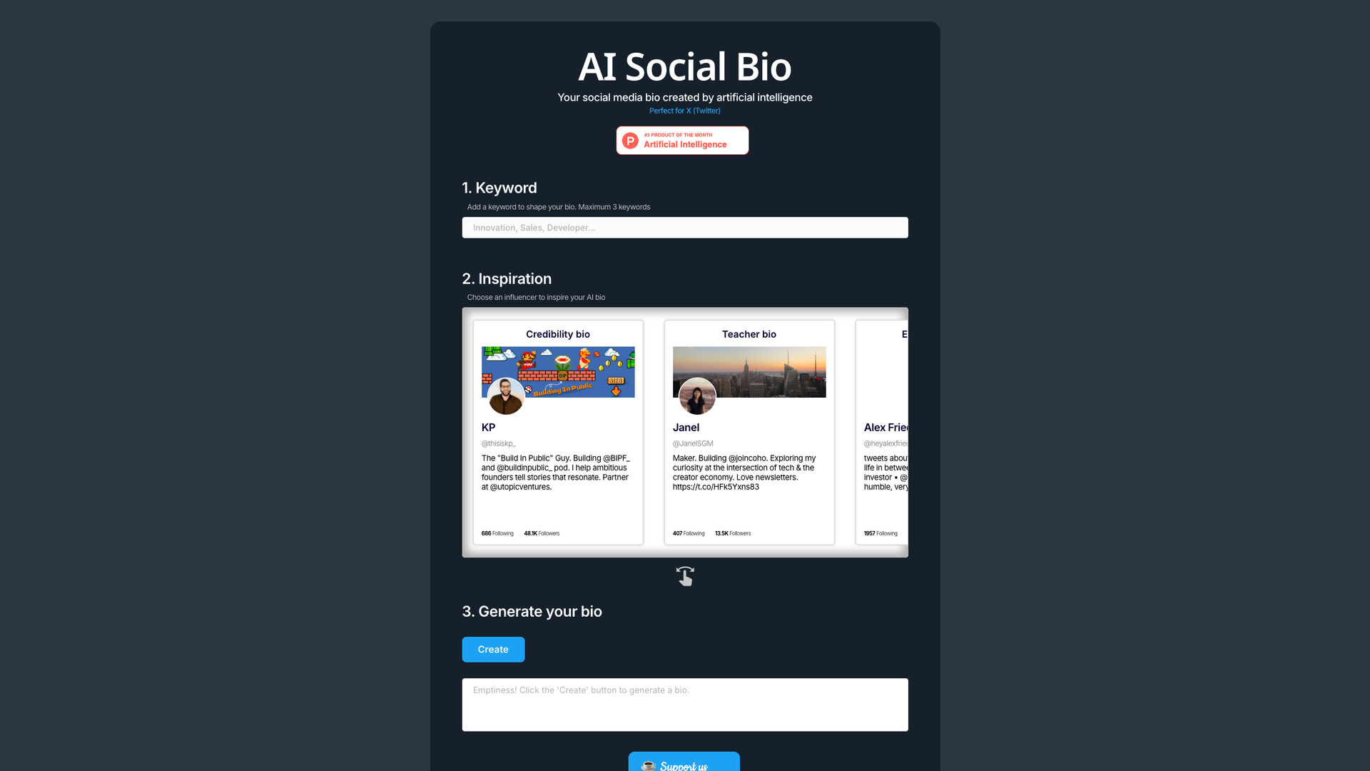 AI Social Bio screenshot