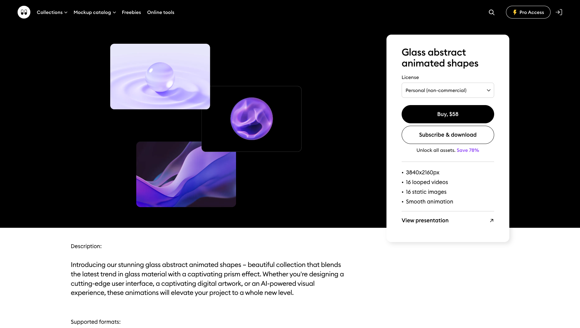 Glass 3D Abstract Animated Shapes screenshot