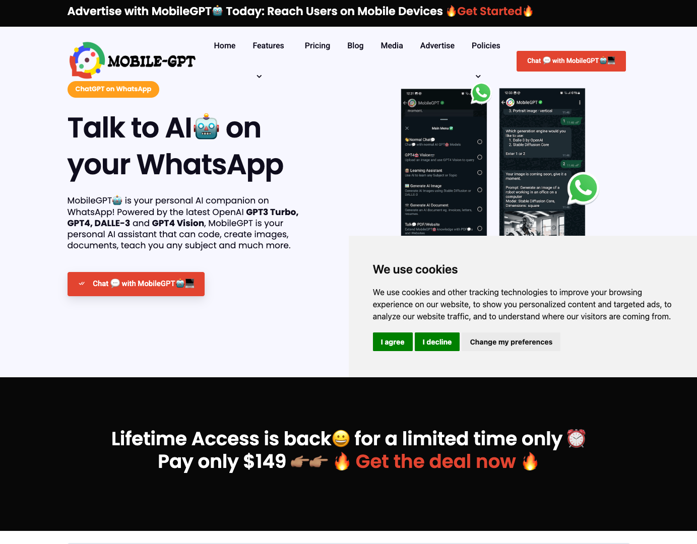 MobileGPT WhatsApp Chatbot screenshot