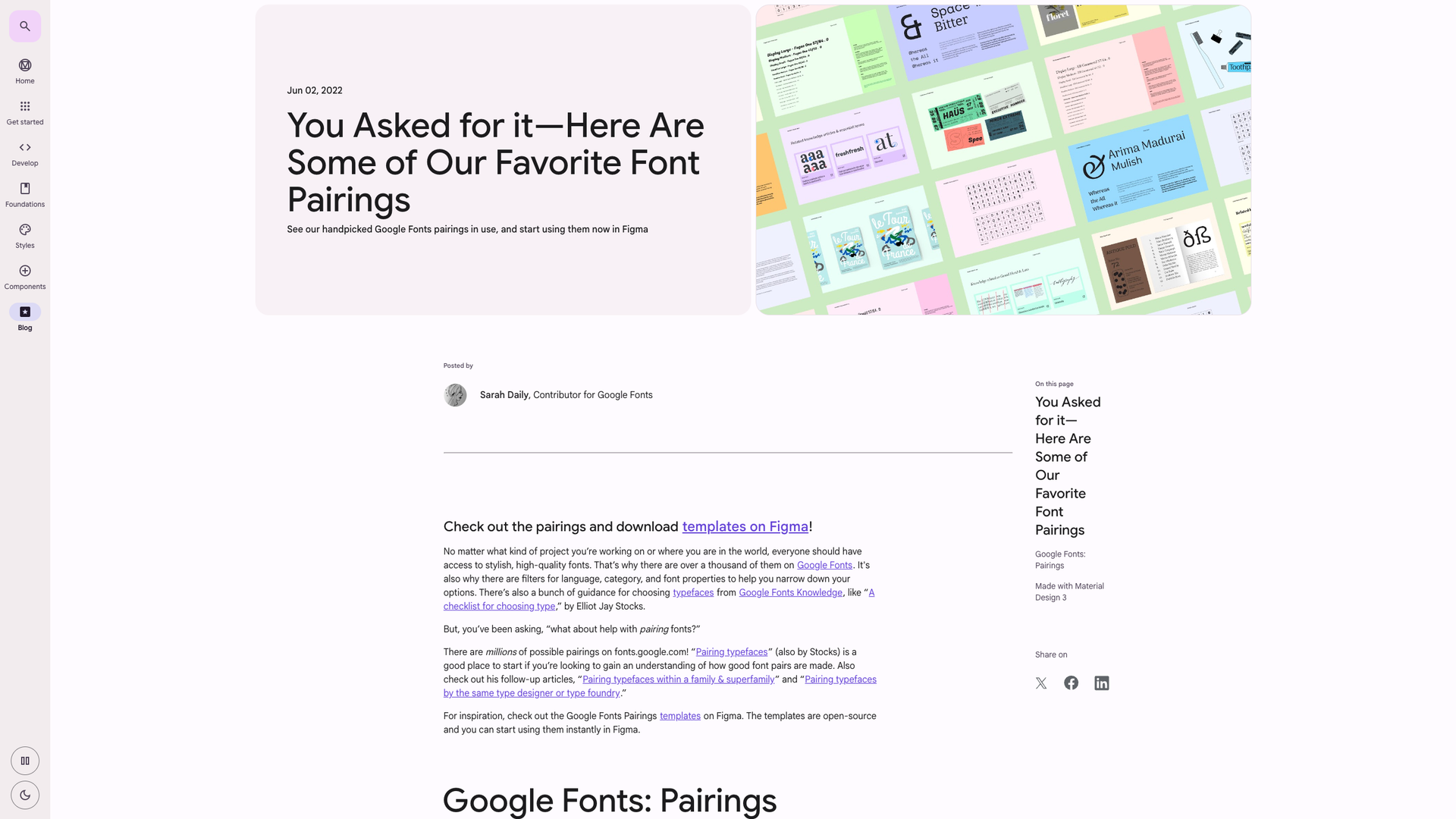 Google Fonts Pairings screenshot