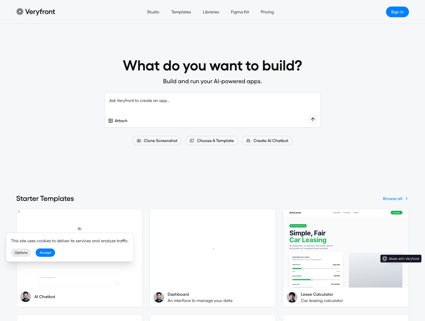 Veryfront screenshot