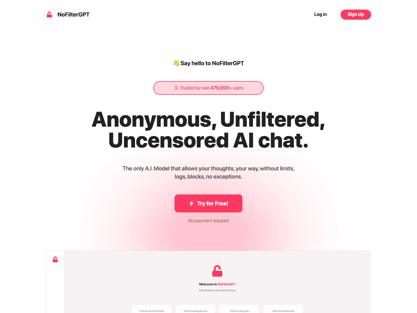 NoFilterGPT screenshot