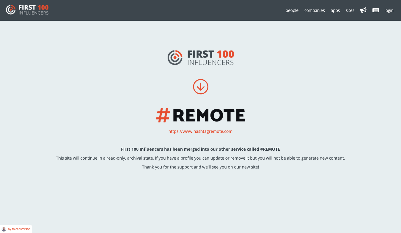 First 100 Influencers screenshot