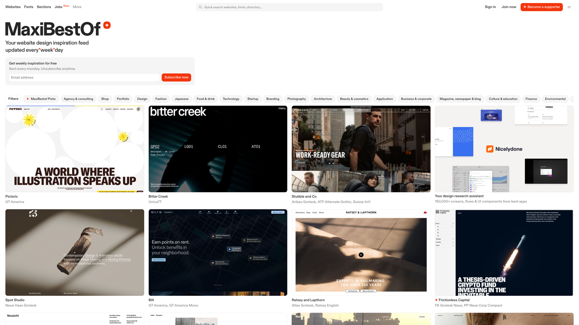 WebDesign Inspiration Feed screenshot