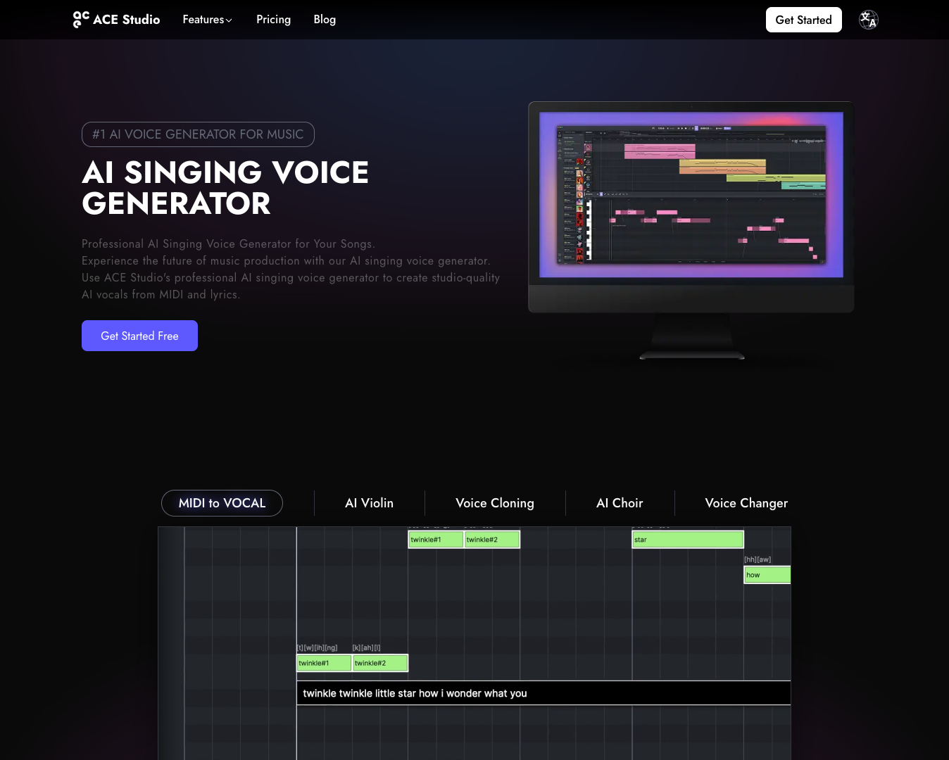 ACE Studio AI Singing Voice Generator screenshot