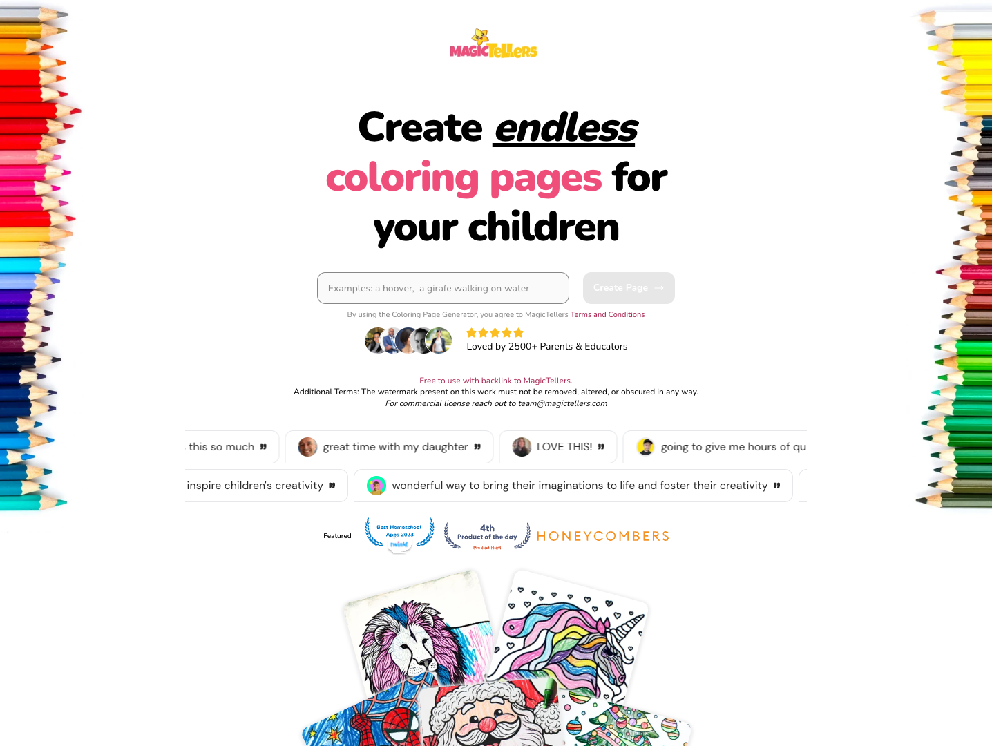 MagicTellers Coloring Page Generator screenshot