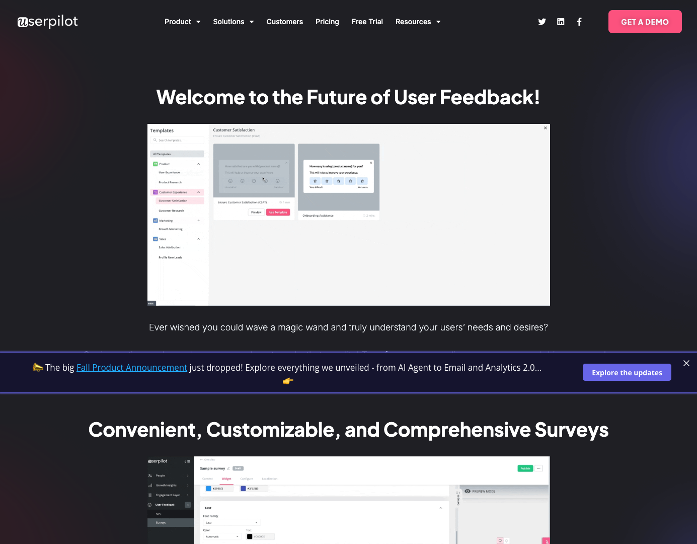 Userpilot Surveys screenshot