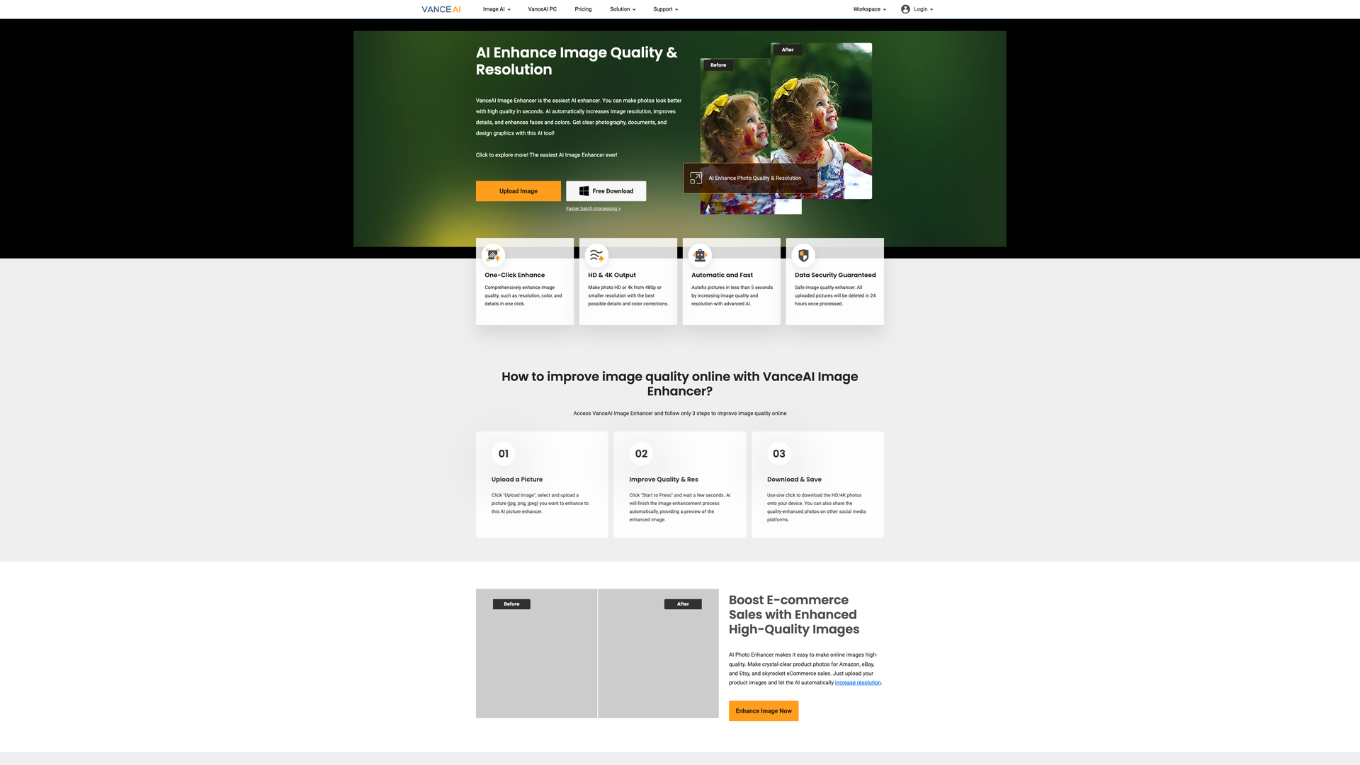 VanceAI Image Enhancer screenshot