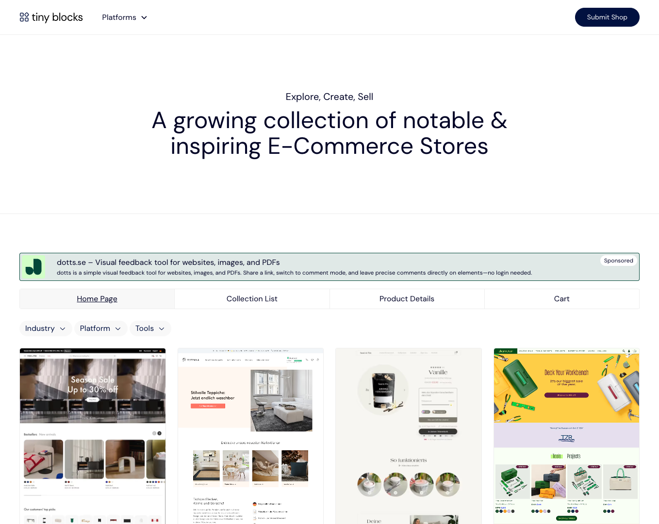 Tiny Blocks E-Commerce Homepages screenshot
