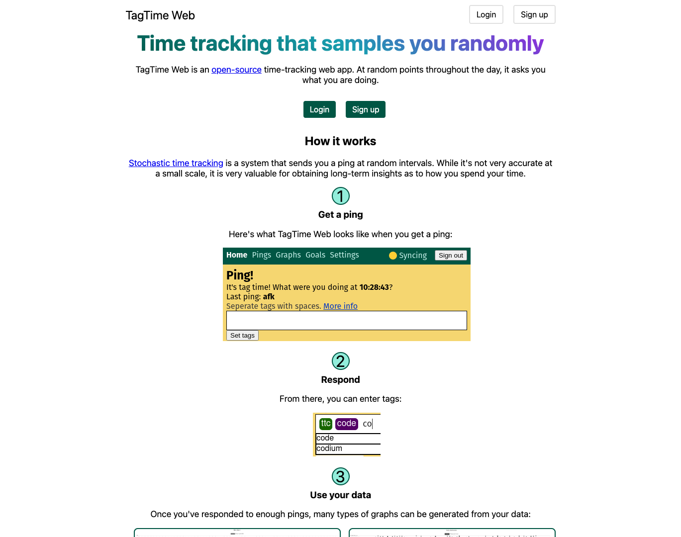 TagTime Web screenshot