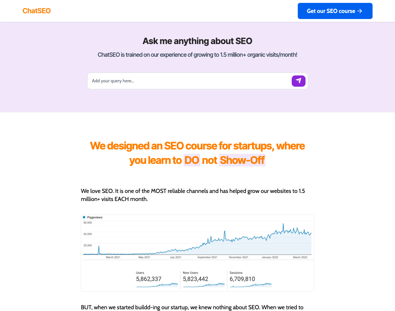 SEO for Startups screenshot