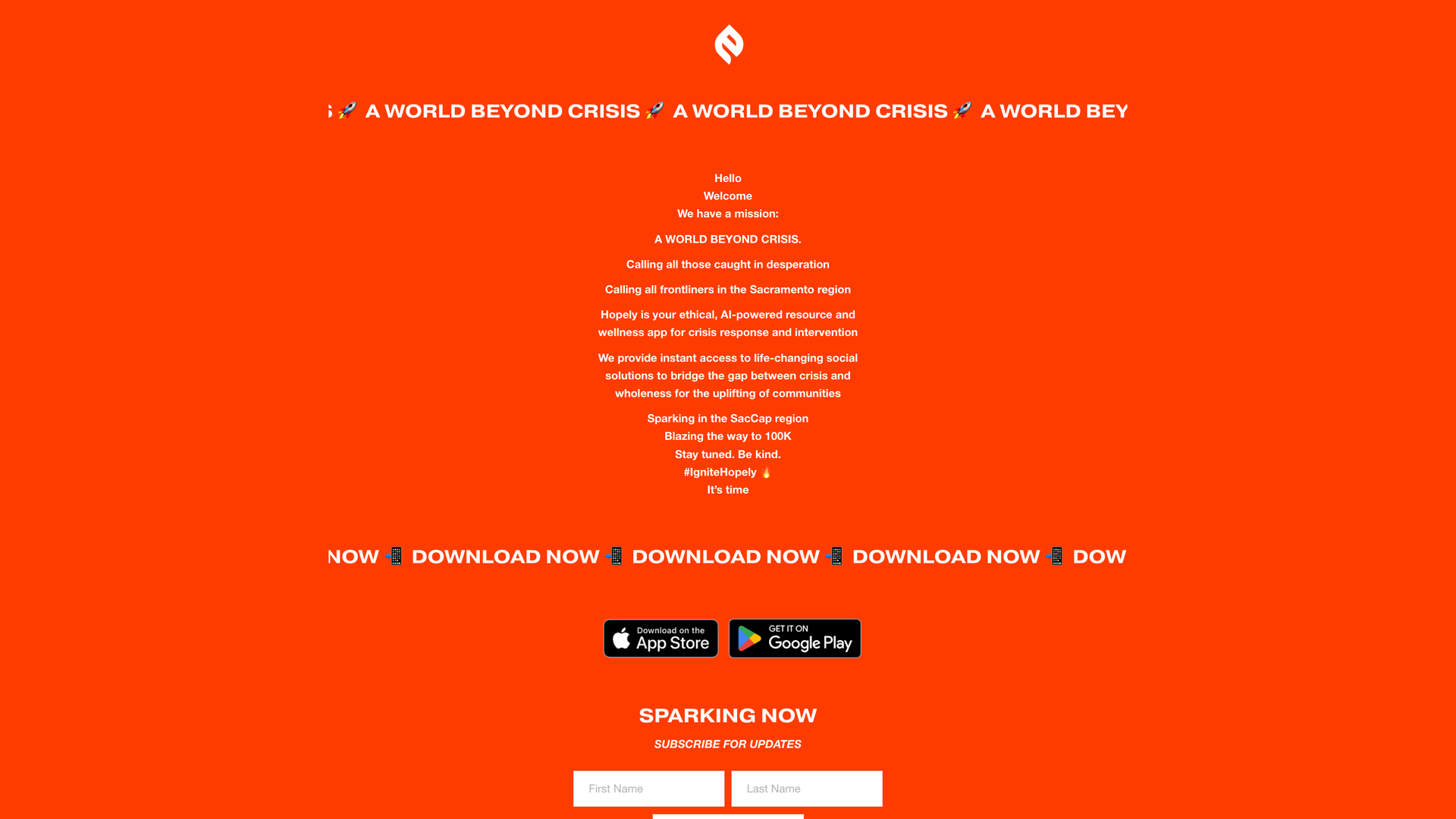 Hopely Landing Page screenshot