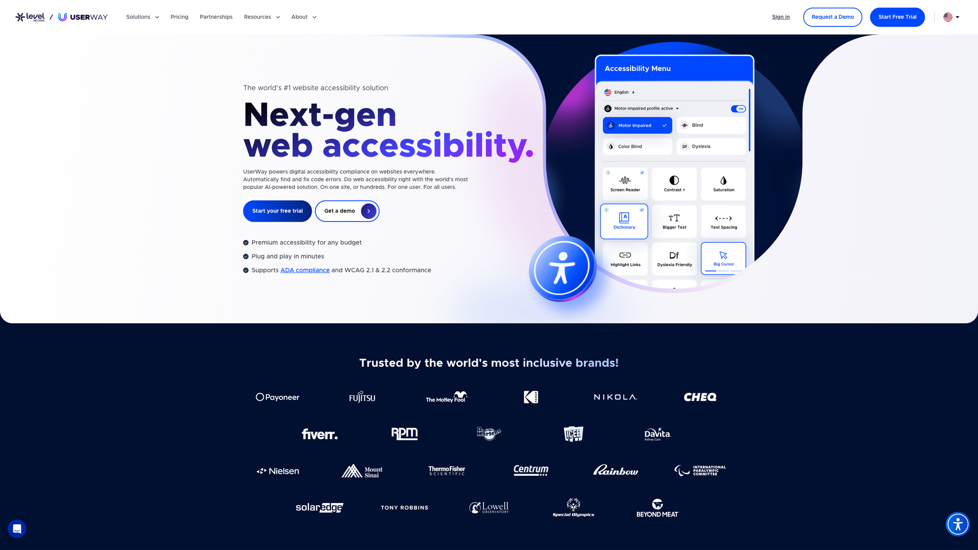 UserWay AI Accessibility Suite screenshot