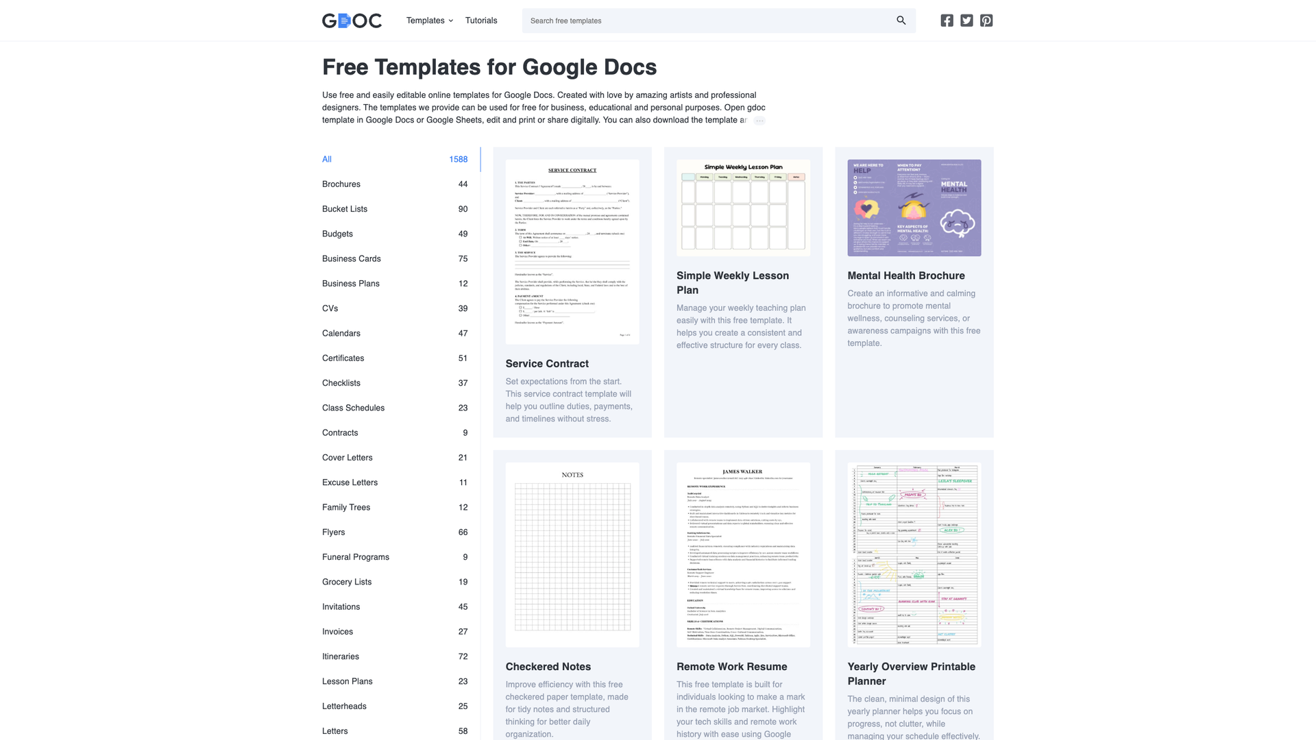 Google Docs Templates Library screenshot