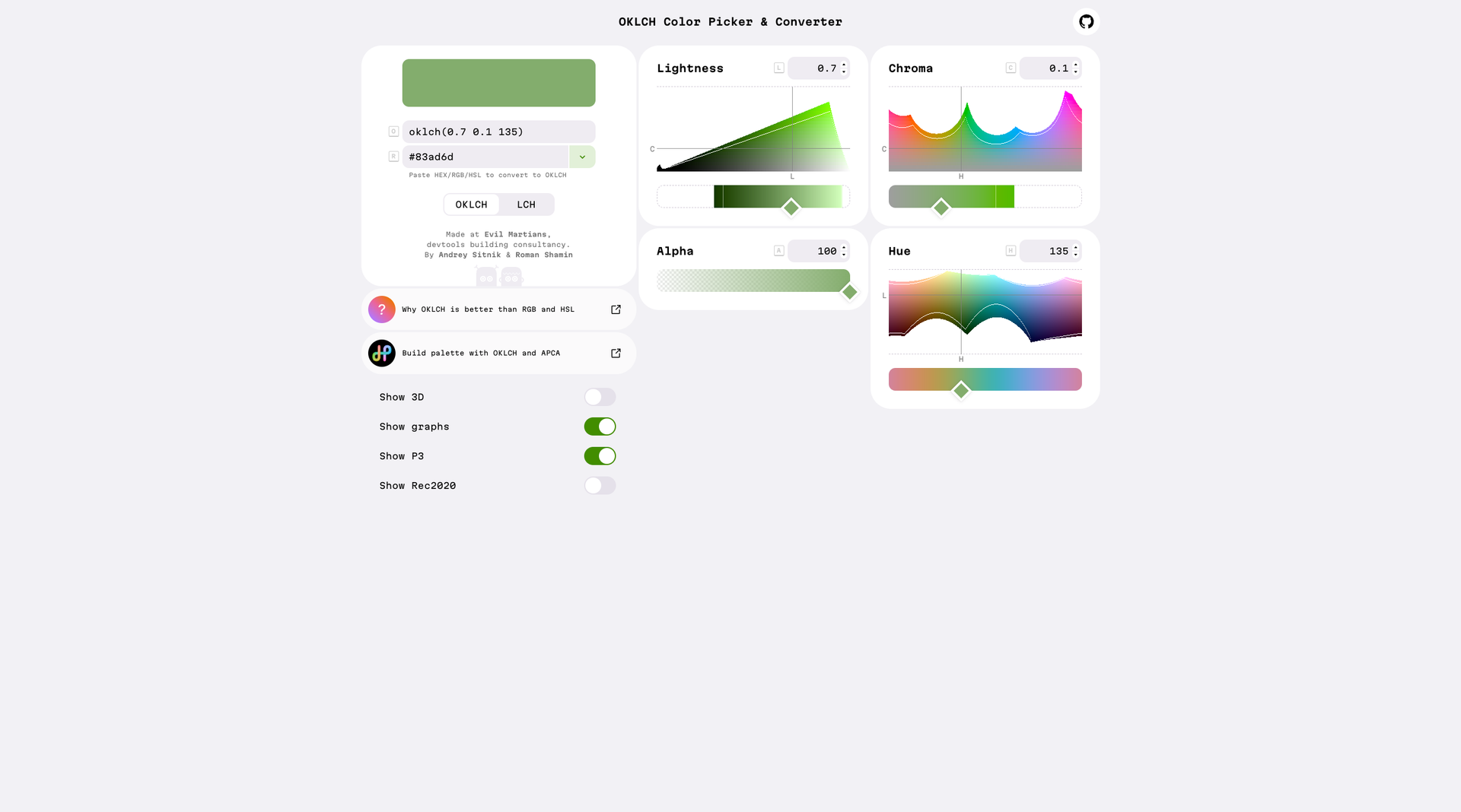 OKLCH Color Picker & Converter screenshot