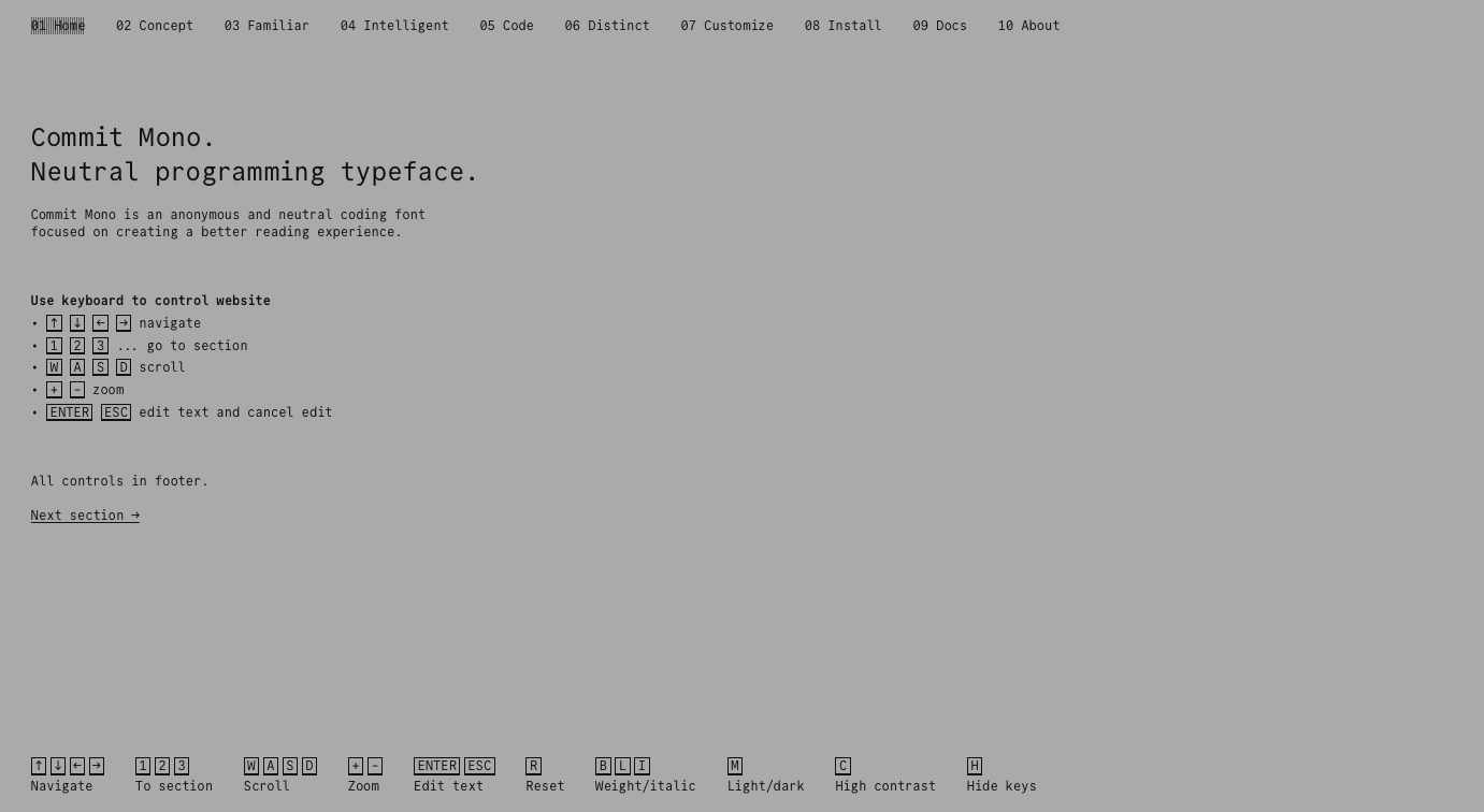 Commit Mono screenshot