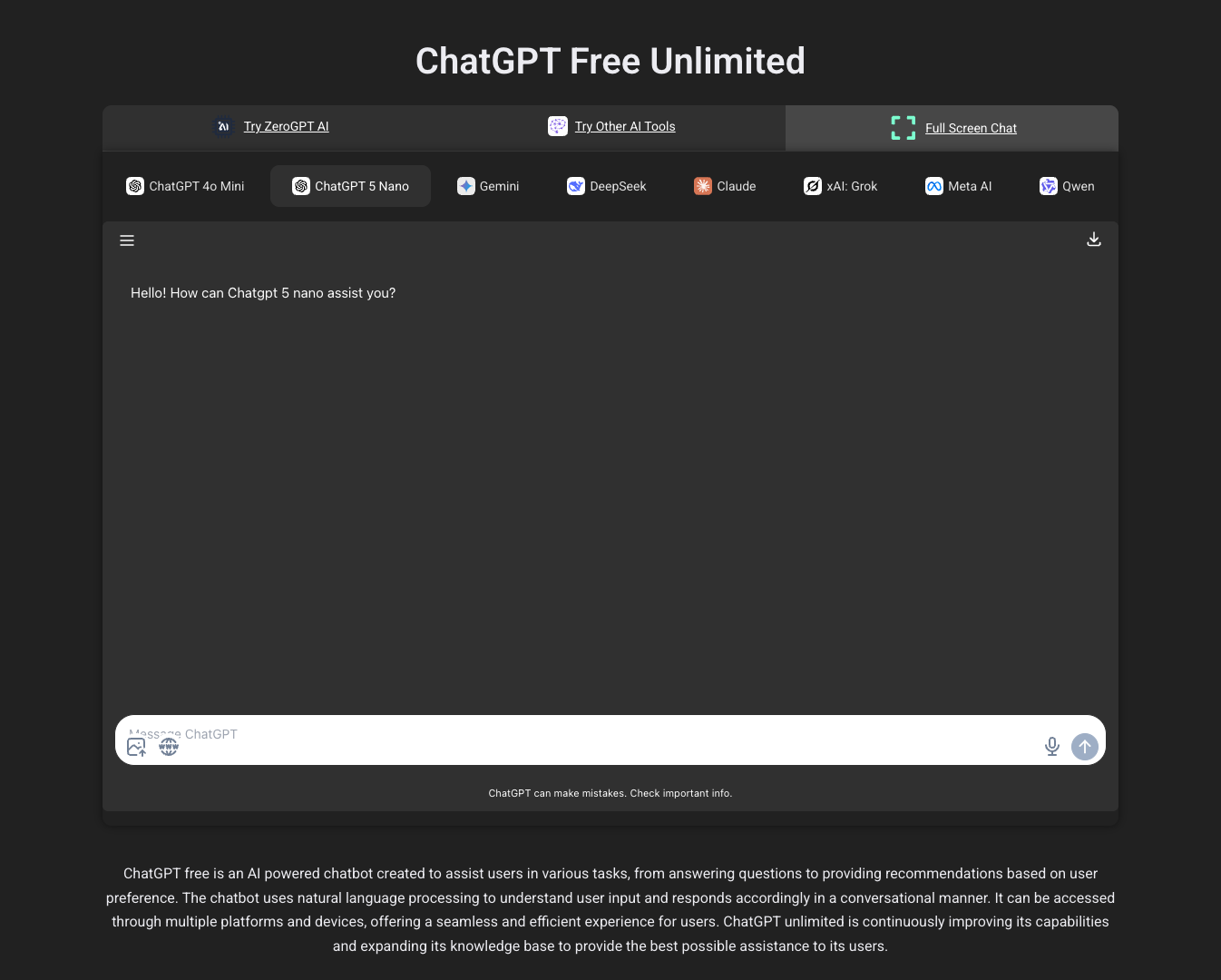 ChatGPT Free – Unlimited Prompts screenshot