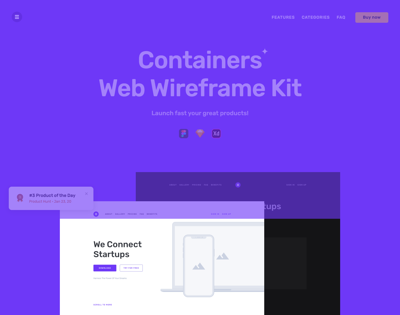 Containers Web Wireframe Kit screenshot