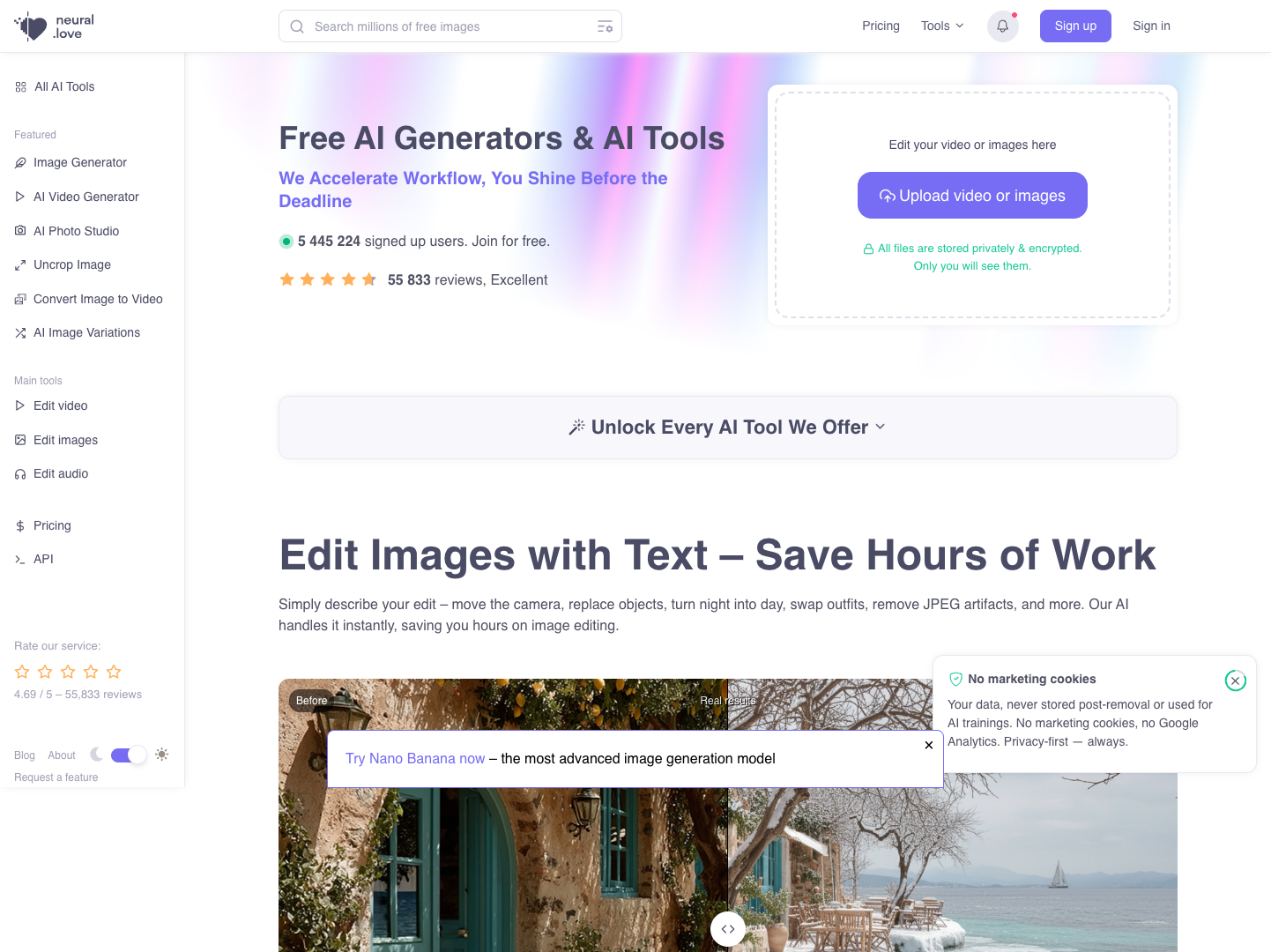 Neural.love Free AI Generators screenshot