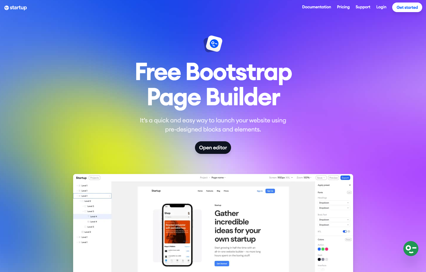 Startup Bootstrap Builder screenshot