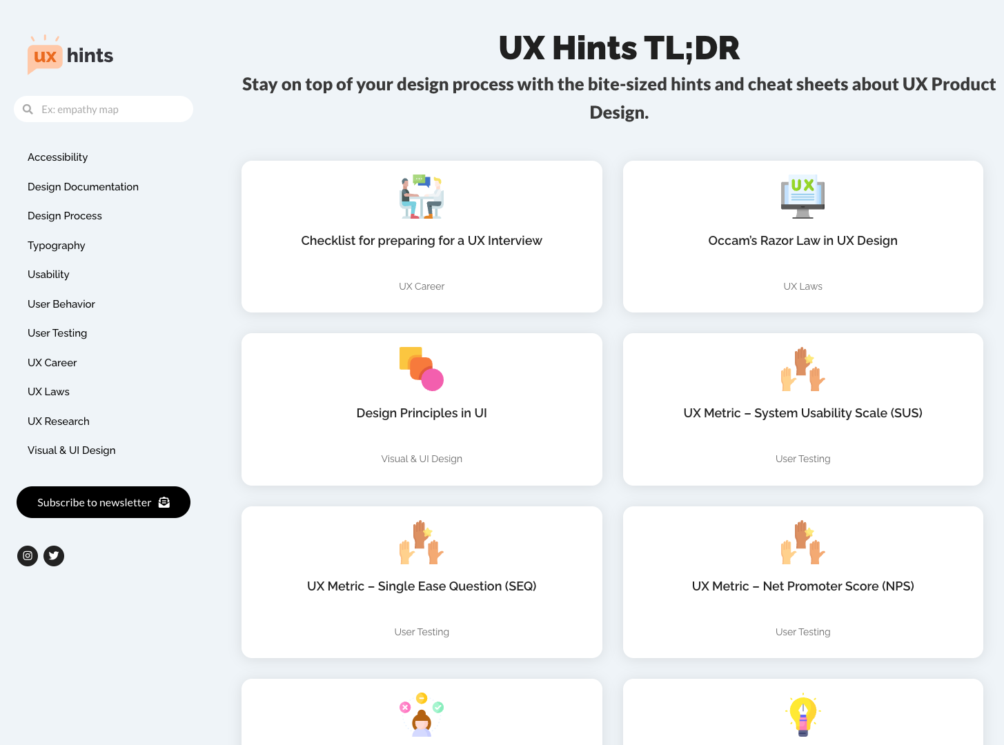 UX Hints – Product Design Knowledge screenshot