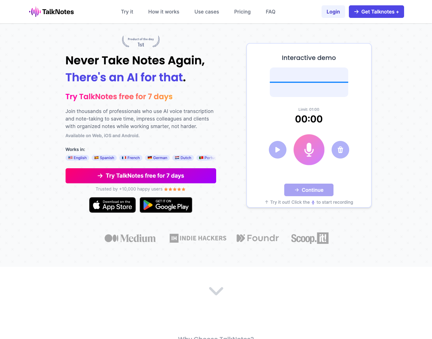 TalkNotes screenshot