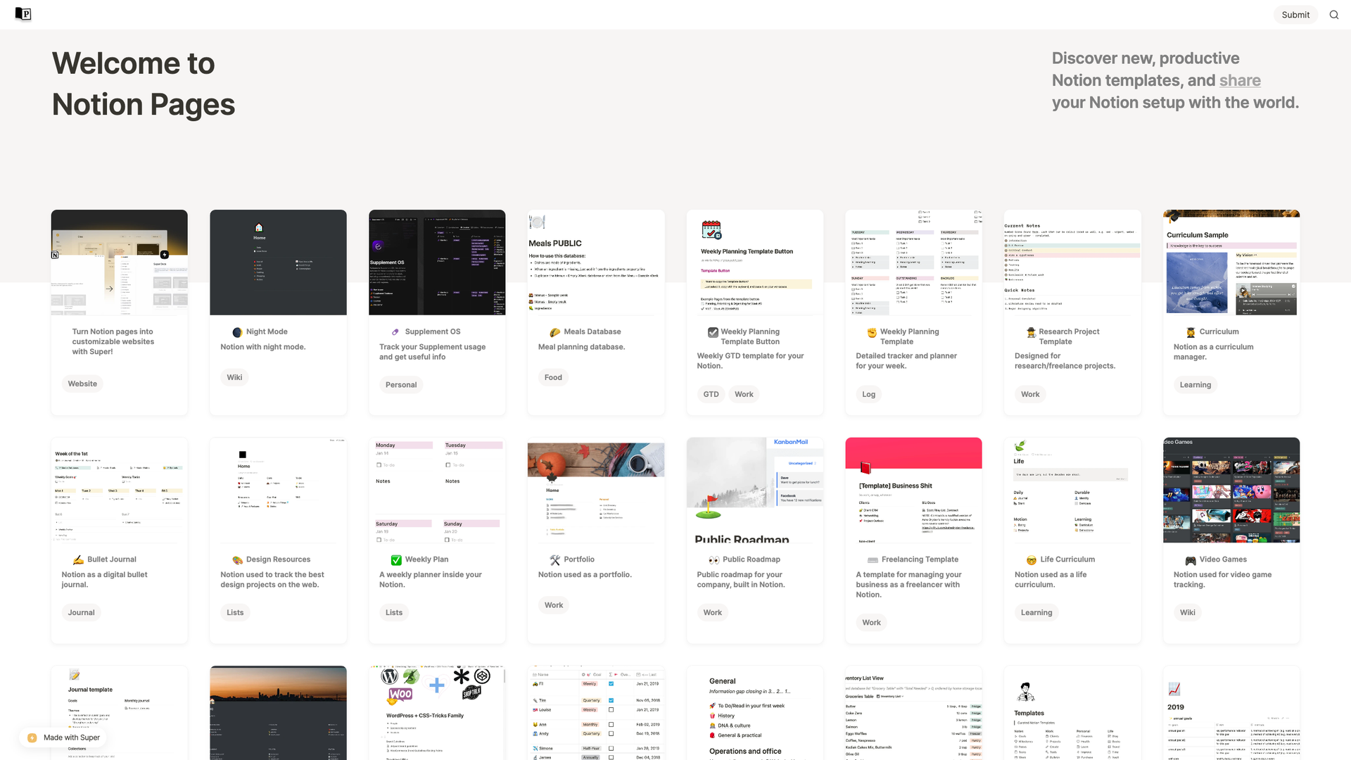 Notion Pages screenshot