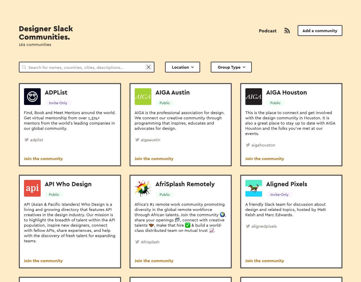 Designer Slack Communities screenshot