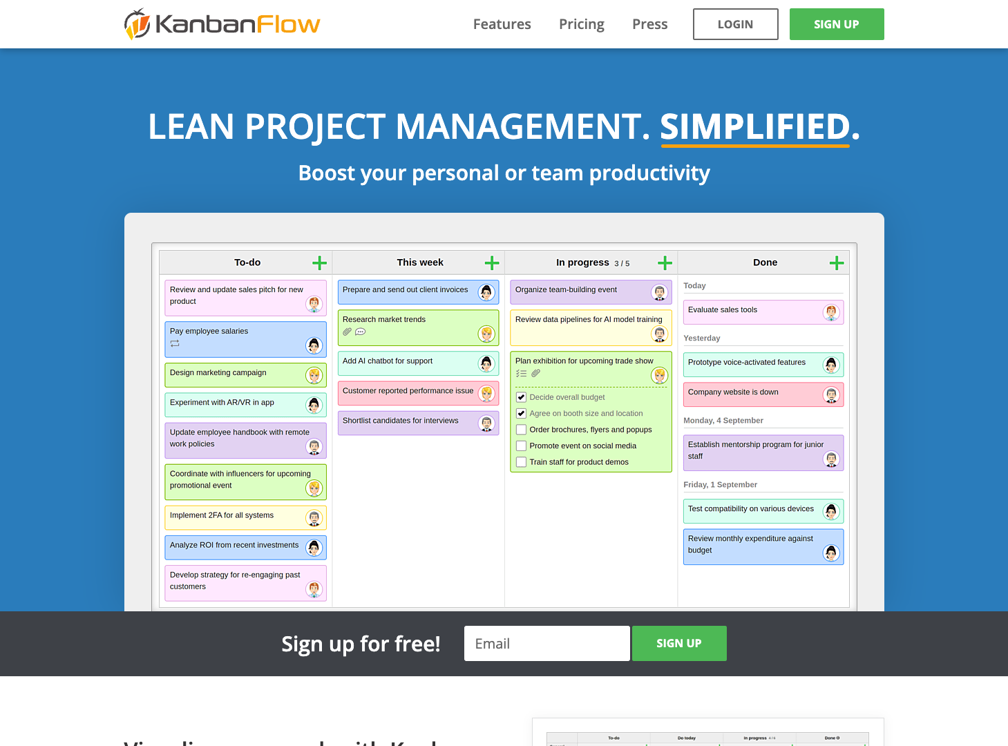 KanbanFlow screenshot