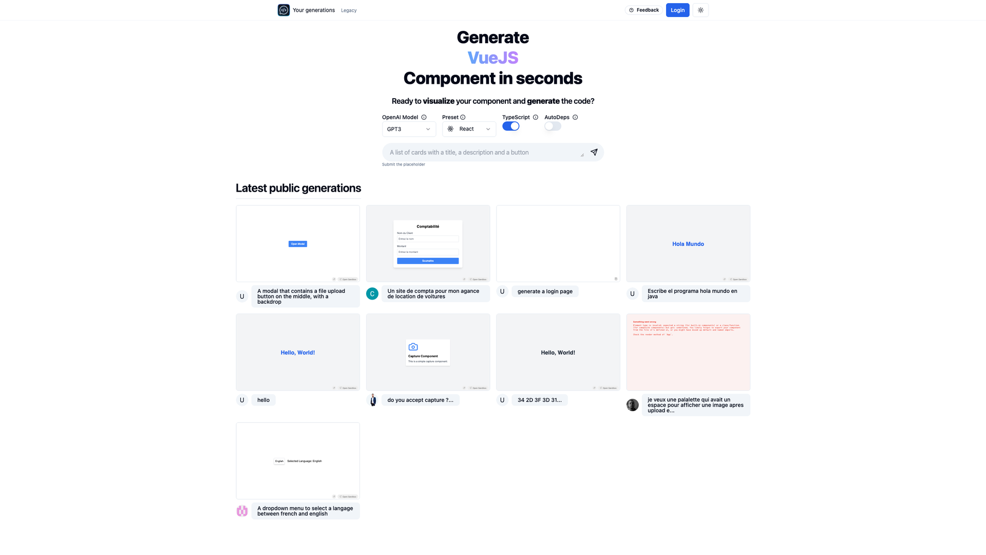 Chat2Code screenshot