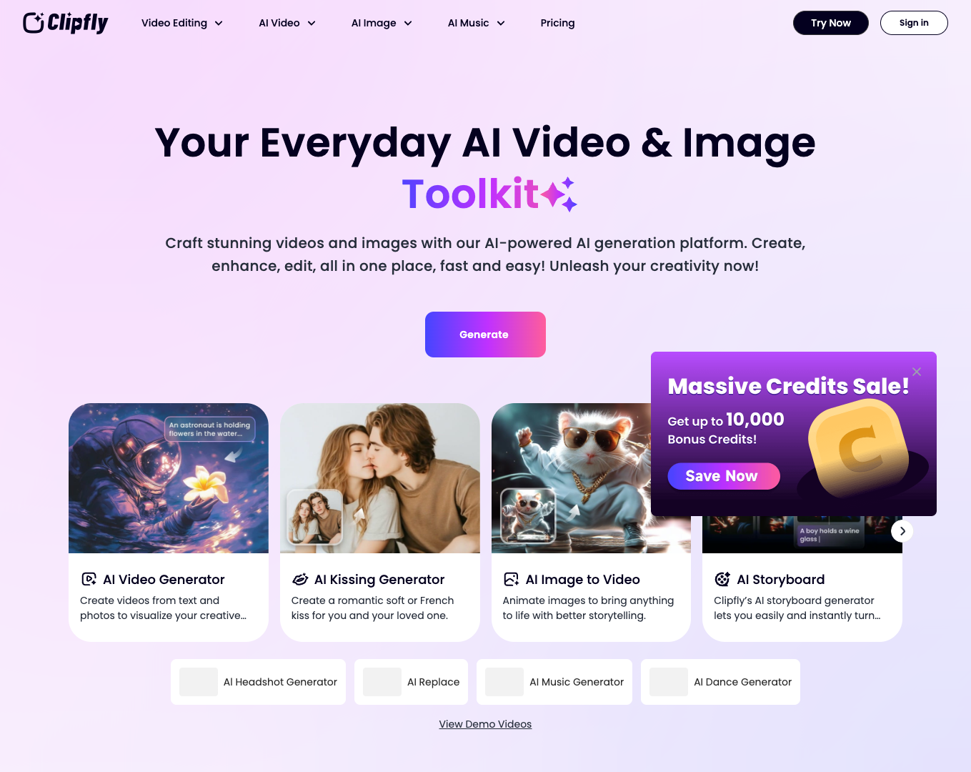 Clipfly AI Video Toolkit screenshot