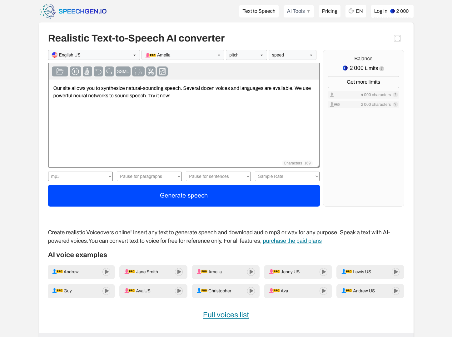 SpeechGen.io screenshot