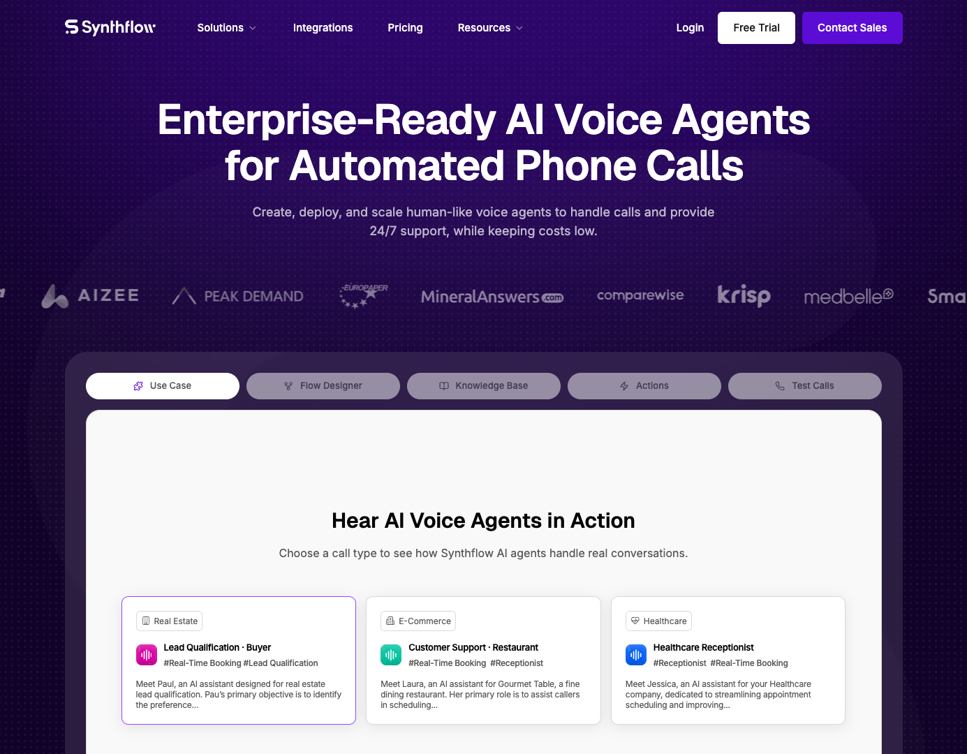 Synthflow AI Voice Agent Platform screenshot