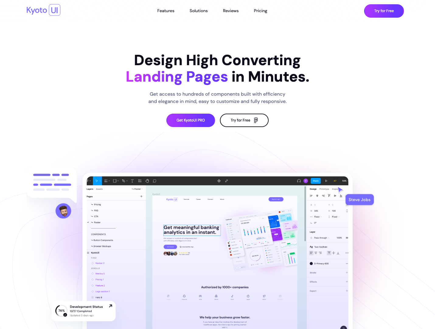 KyotoUI Landing Page UI Kit screenshot