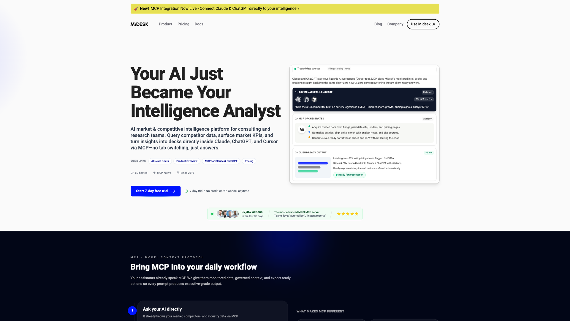 Midesk AI Market Intelligence screenshot