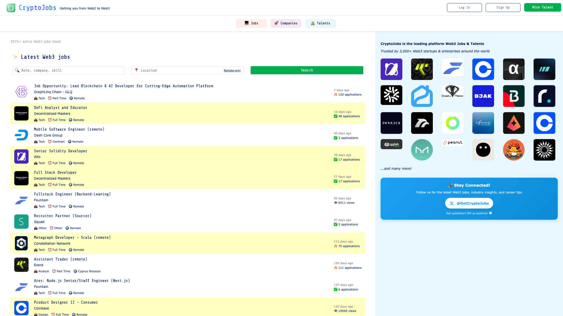 CryptoJobs screenshot