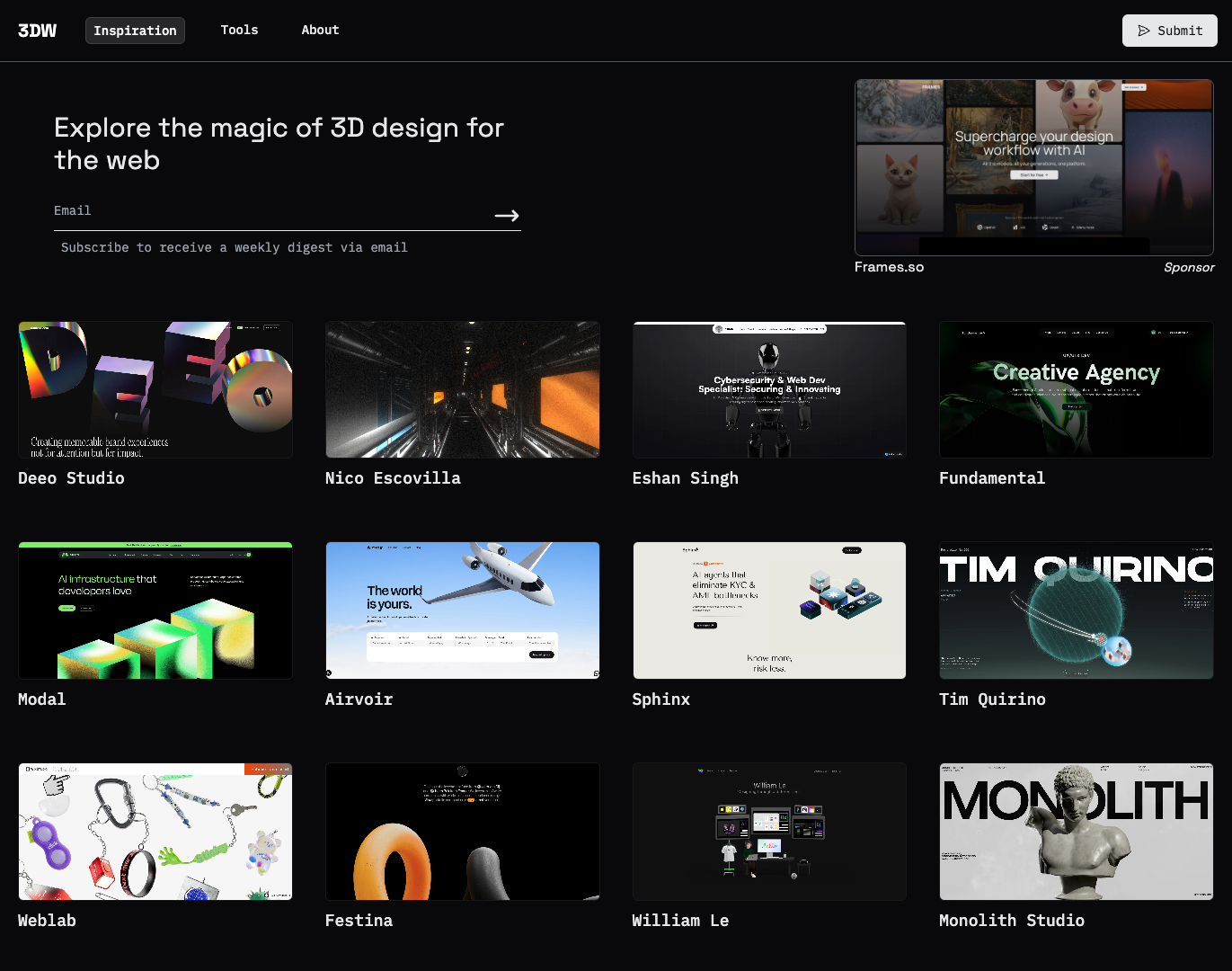 3D Websites Inspiration screenshot